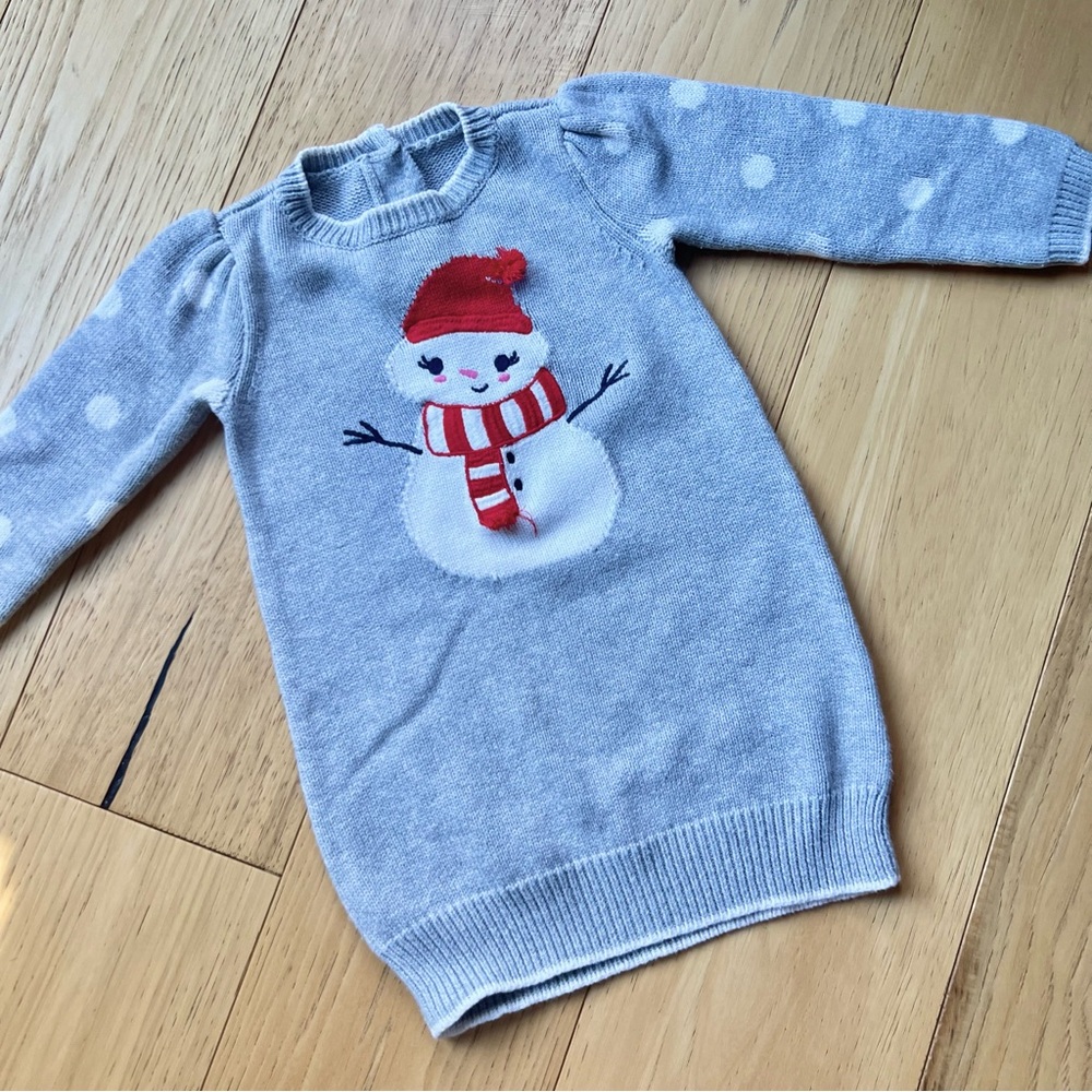 🎉5/$20🎉 GYMBOREE 2014 Gray Snowman Sweater Dress 12-18M - Picture 2 of 5